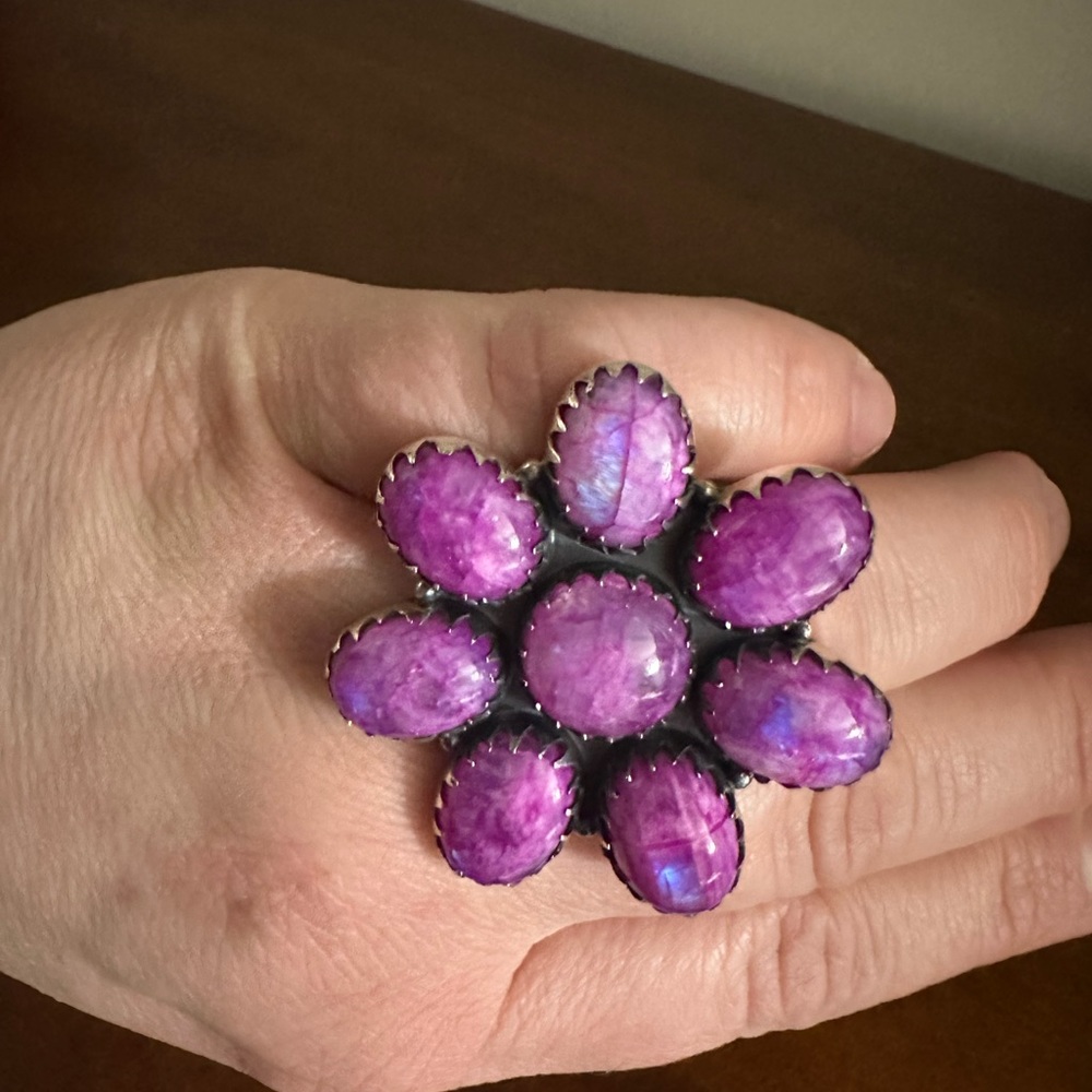 Solid Sterling Flower Ring - image 6